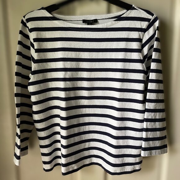 J Crew Striped Boat Neck Tee - Picture 1 of 3